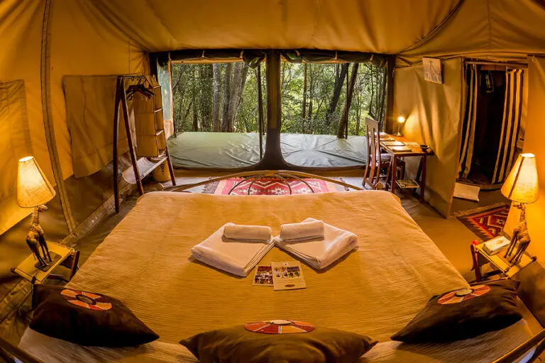 Interior of tent at Nairobi tented camp