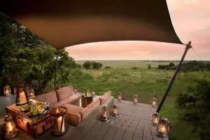 Enjoy sundowners from your suite at Bateleur Camp.