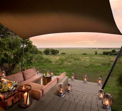 Enjoy sundowners from your suite at Bateleur Camp.