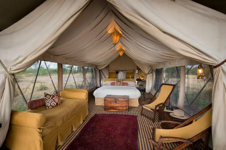 Tent interior at Serengeti Under Canvas.