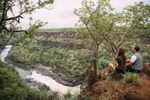 From this natural balcony, the immense view of the Batoka Gorge.