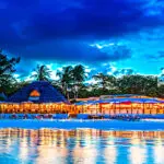 Exterior of Nomads Beach Resort at night