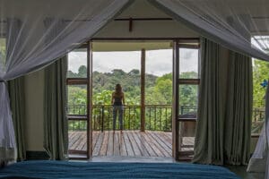 Cottage balcony and view from bedroom
