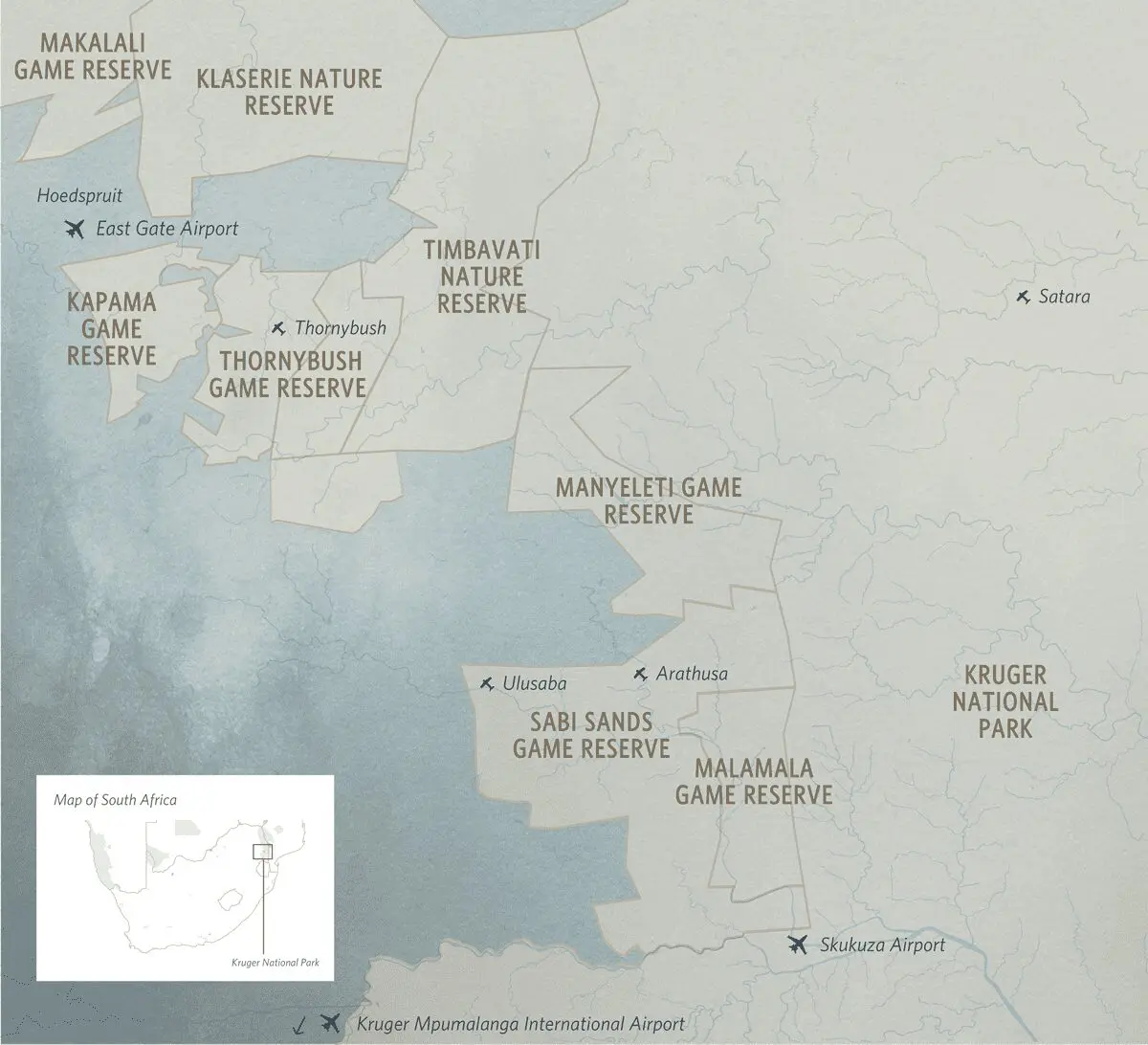 A map showcasing part of south africa including kruger national park | go2africa