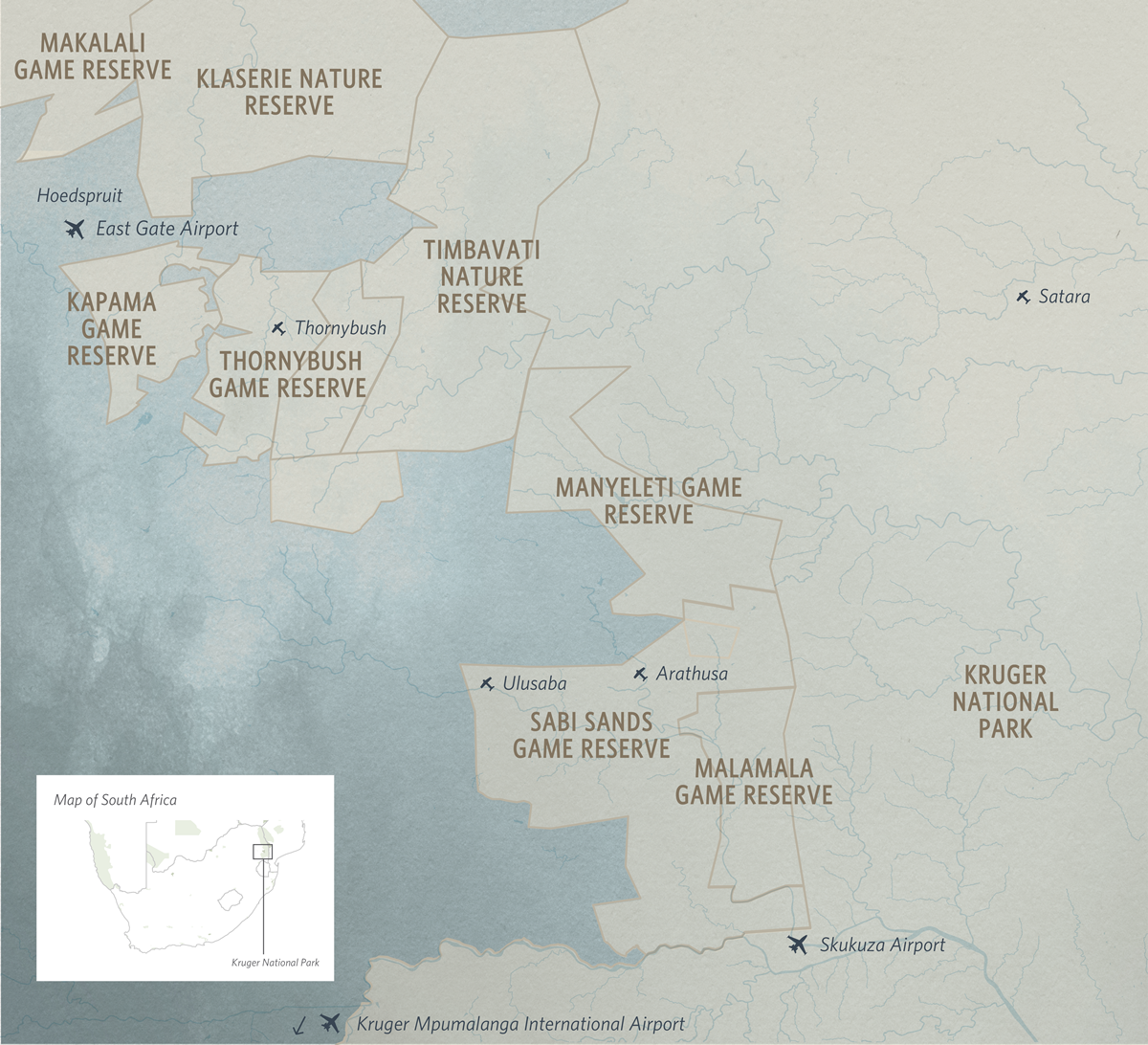 Map of Kruger National Park & Private Game Reserves | Go2Africa