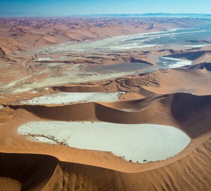 Las dunas rodean varias marismas secas o vleis.