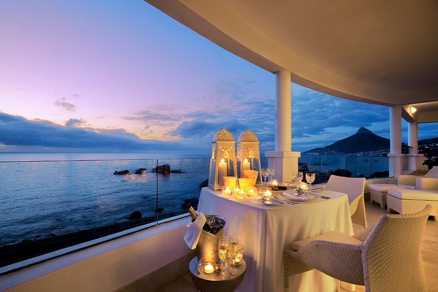 Romantic dining and a view of lions head