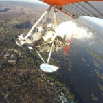 Vista aérea en ultraligero del caudaloso río Zambeze. 