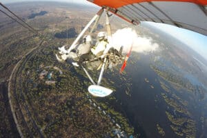 Microlight aerial view of the mighty Zambezi River. 