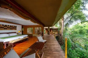 Rhino River Camp, vista de la unidad familiar.