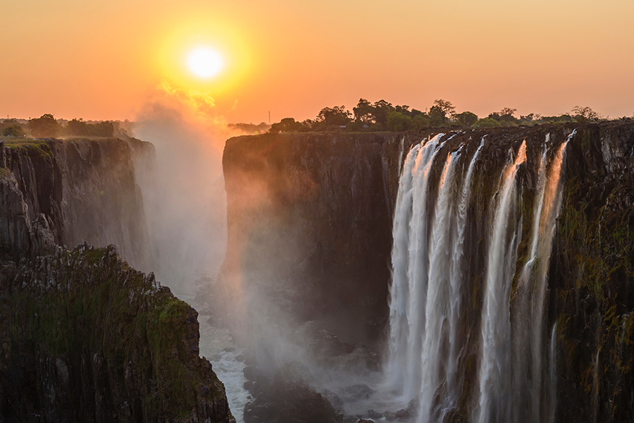Sunset in Victoria Falls, Zimbabwe.