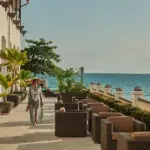 Veranda with sea views.