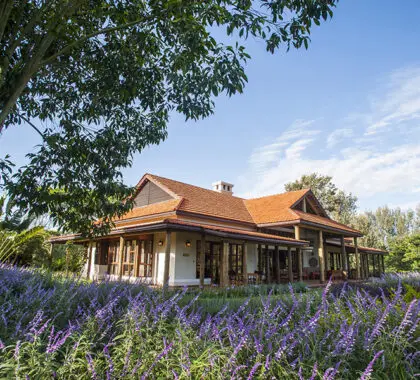 Garden cottage exterior at Legendary Lodge.