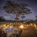 A lantern-lit boma dinner.
