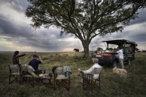 Drinks and snacks stops during a game drive.