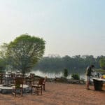 Breakfast with a river view.