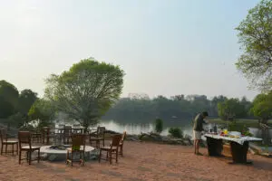 Breakfast with a river view.