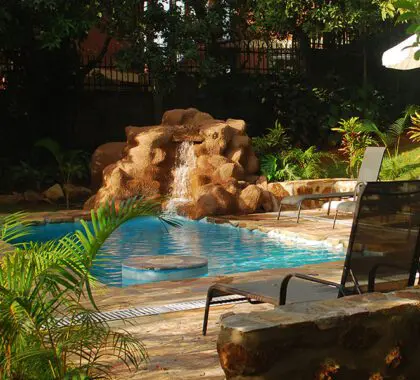 Relax poolside at Karibu. 