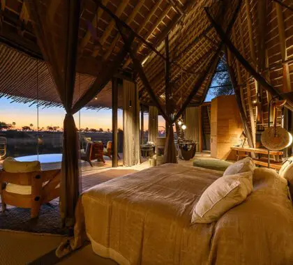 Vista desde su suite en el campamento Jao.