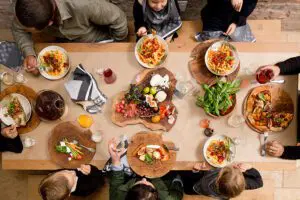 Comidas de la granja a la mesa.