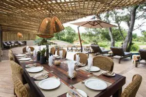Dining at Simbavati Amani Camp.