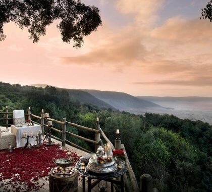 Private dinner at Ngorongoro Crater Lodge.