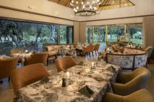 The elegant indoor dining area.