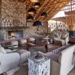 The guest lounge at Mwiba Lodge.