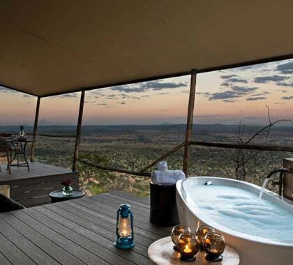 A bubble bath with a view on your veranda at Lemala.