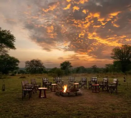 Sayari camp fire set up ready for the evening stories of the days sightings.