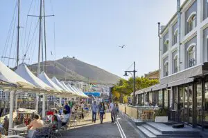 View of Lions Head from outside the Victoria Alfred Hotel.