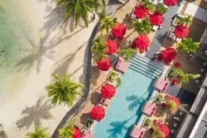 Aerial view of the swimming pool.