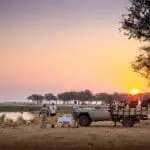 Sundowners after a game drive at Chiawa Camp.