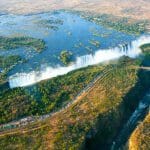 Aerial view of Victoria Falls Lodge.