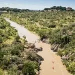 Kayaking down the Ewaso Narok River.