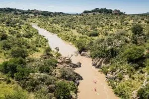 Kayaking down the Ewaso Narok River.