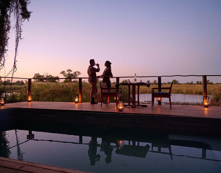 Opt for a date night with a lantern-lit private dinner set up next to the pool.