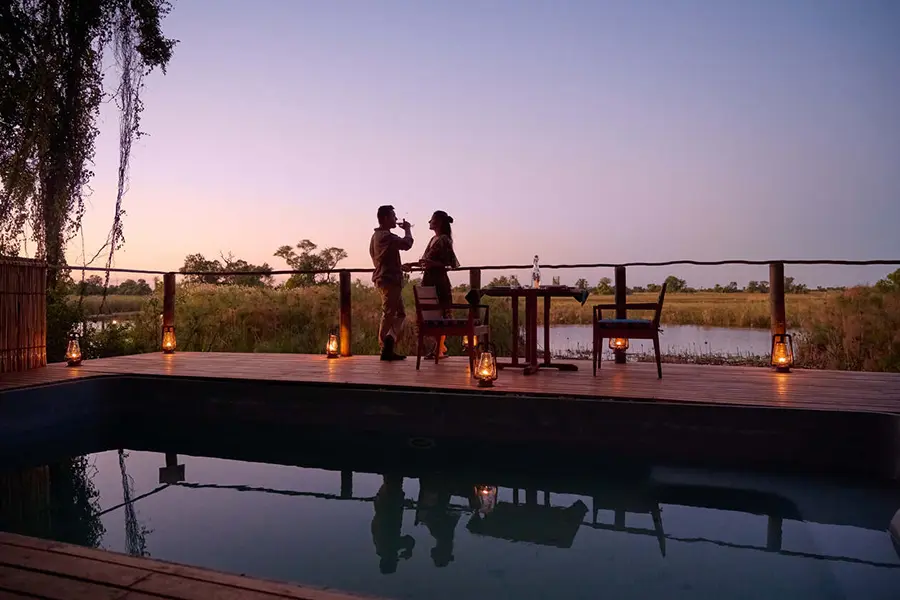Opt for a date night with a lantern-lit private dinner set up next to the pool.