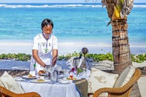 Lunch at Afrochic Diani with beautiful ocean views. 