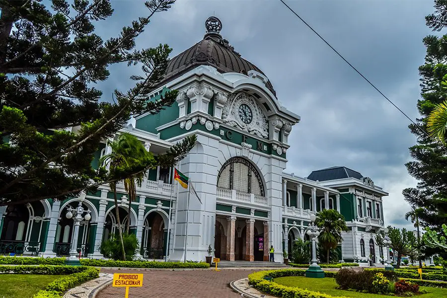 Exterior of Maputo Railway Station in Maputo, Mozambique.