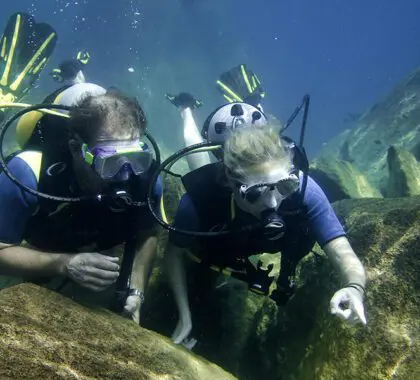 Diving in Lake Malawi. 