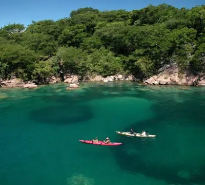 Kayaking on Lake Malawi at Mumbo Island Camp.