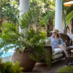 Relaxing poolside at AfroChic Diani. 