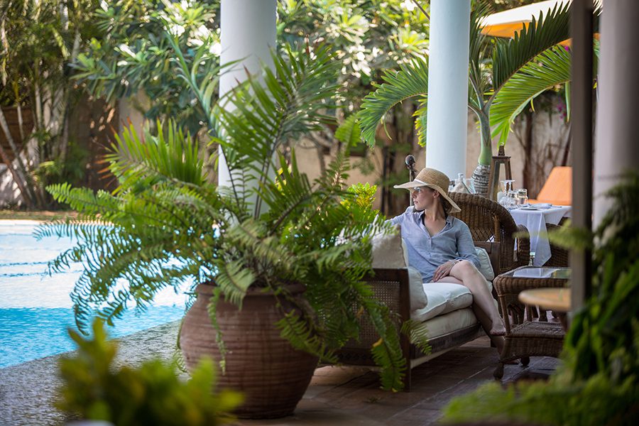 Relaxing poolside at AfroChic Diani. 