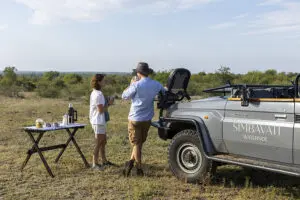 Drinks stop on a game drive.