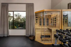 The fitness centre features a sauna.