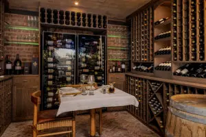 Private dinner set up in the wine cellar. 