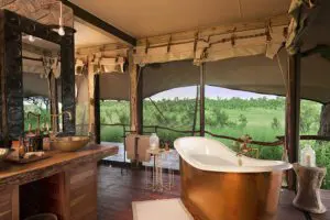 Bathroom with a view at Somalisa Camp.