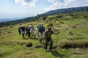 Comenzando el viaje de trekking con gorilas.