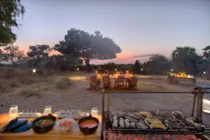 Sunset bbq at Roho ya Selous.
